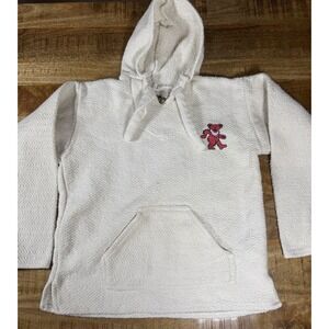 Grateful Dead Earth Ragz Baja Hoodie Mens M Dancing Bears White Pullover